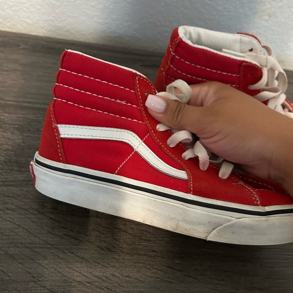 Vans Kids Red and White High-Top Sneakers - Picture 4 of 7